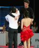 Cappellini & Lanotte (ITA) exchange hugs with Virtue & Moir (CAN)